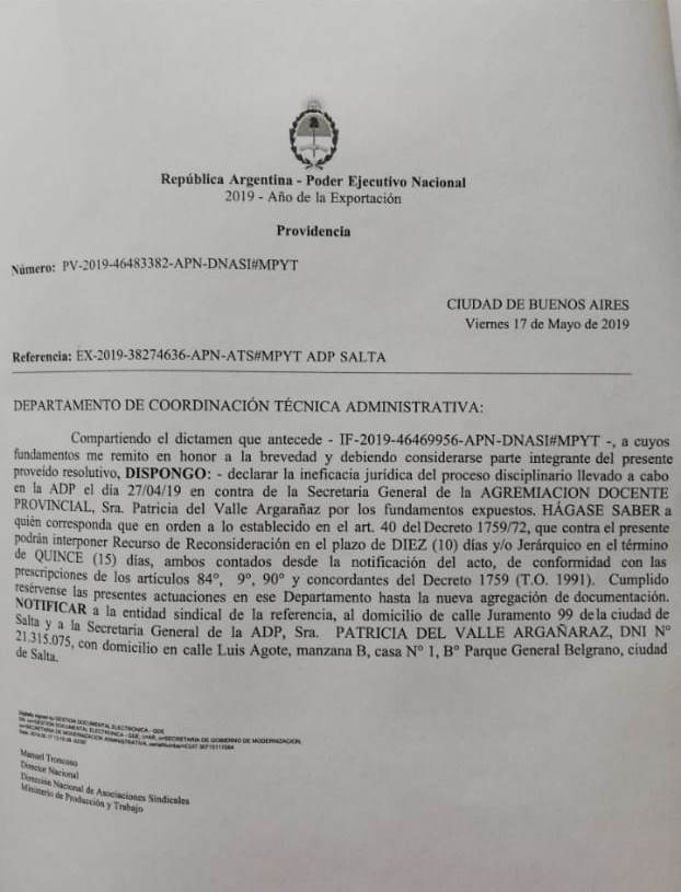 resolucion argañaraz