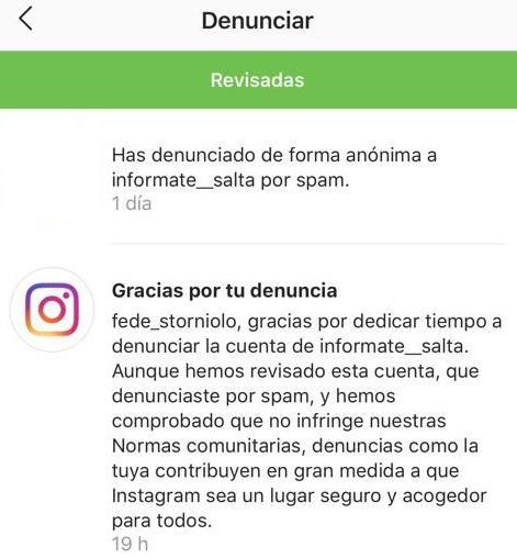 instagram denuncia