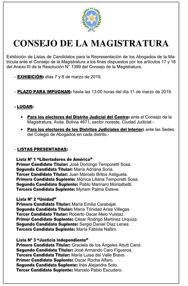 Listas de Candidatos Abogados