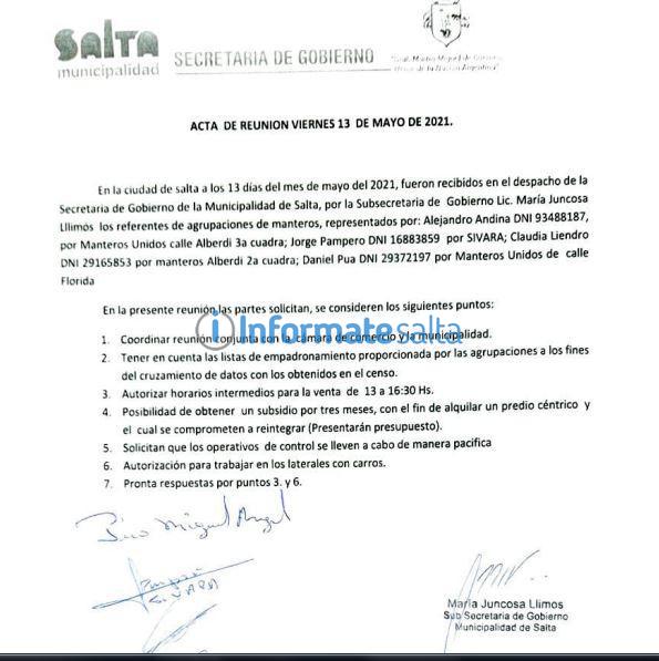 acta acuerdo manteros