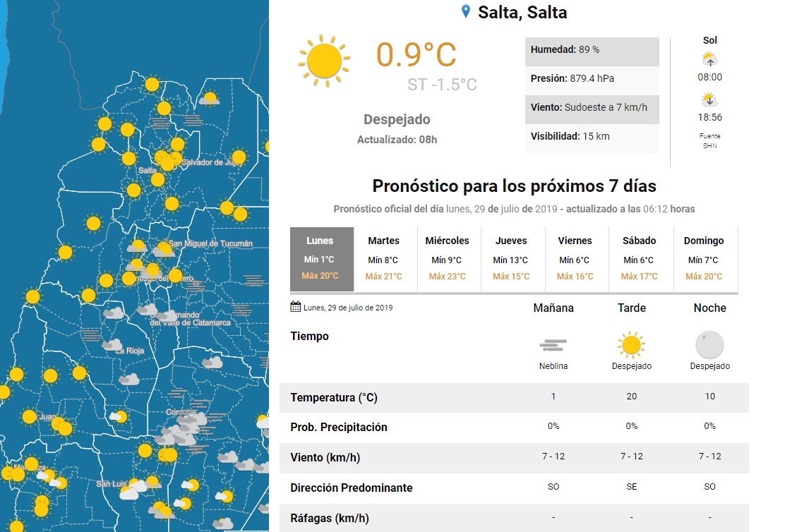 clima lunes 29 julio