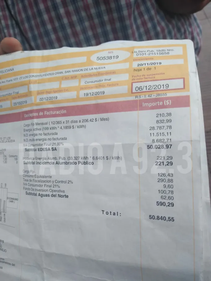 factura edesa mentira oran