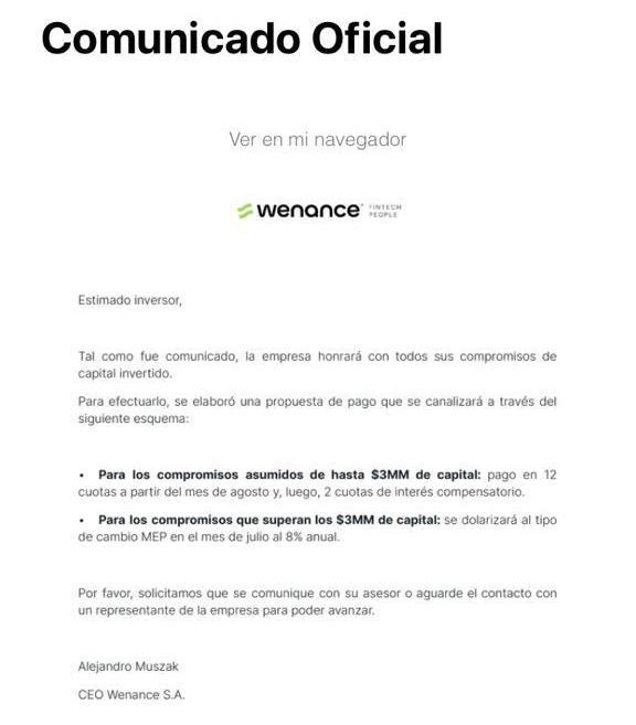 comunicado wenance