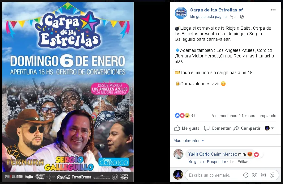 carnaval de estrellas domingo