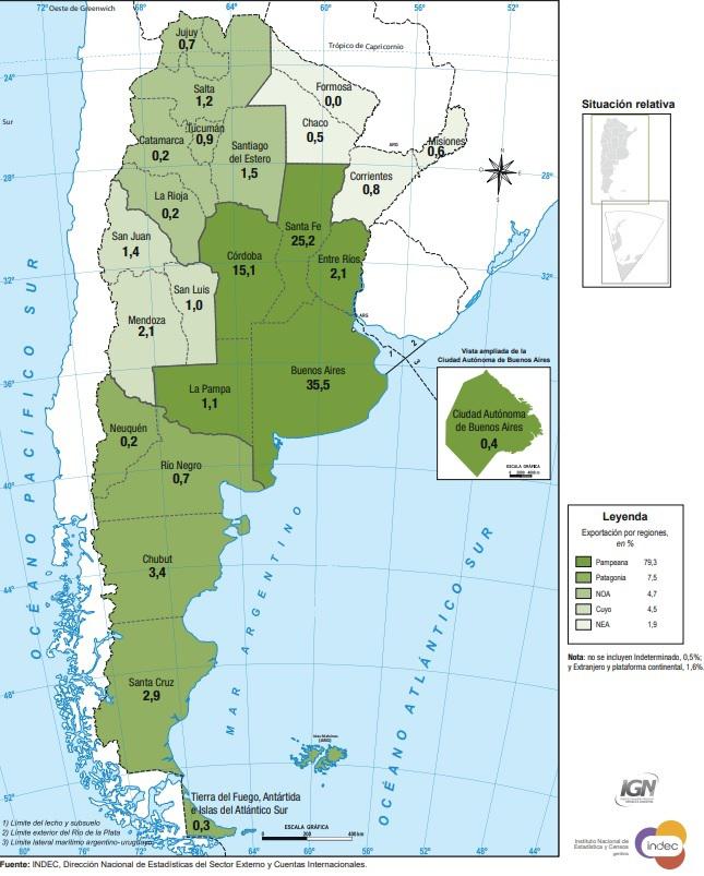 Origen de las exportaciones por provincia