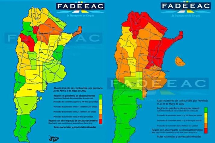 mapa de falta de gasoil por provincia