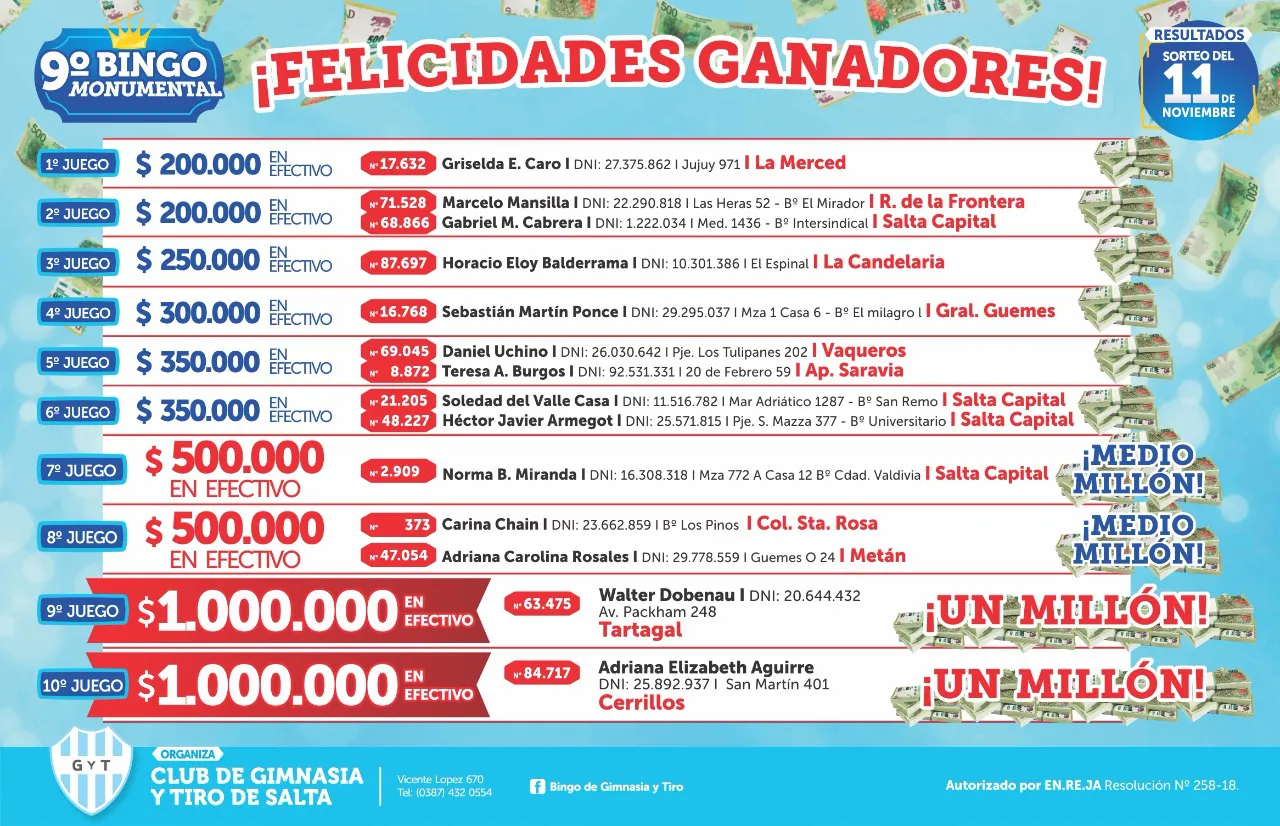 9no bingo de gimnasia y tiro