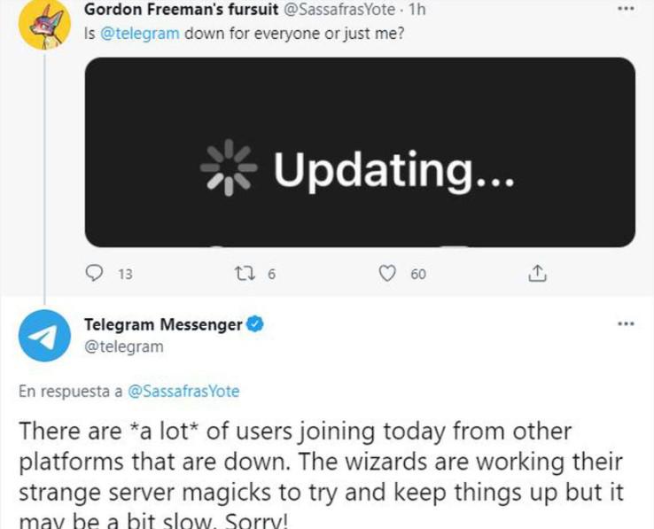 Telegram también tiene problemas colapsó por la caída de WhatsApp