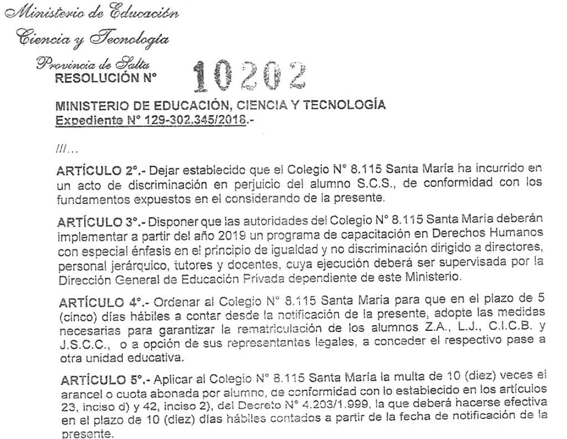 resolucion colegio santa maria