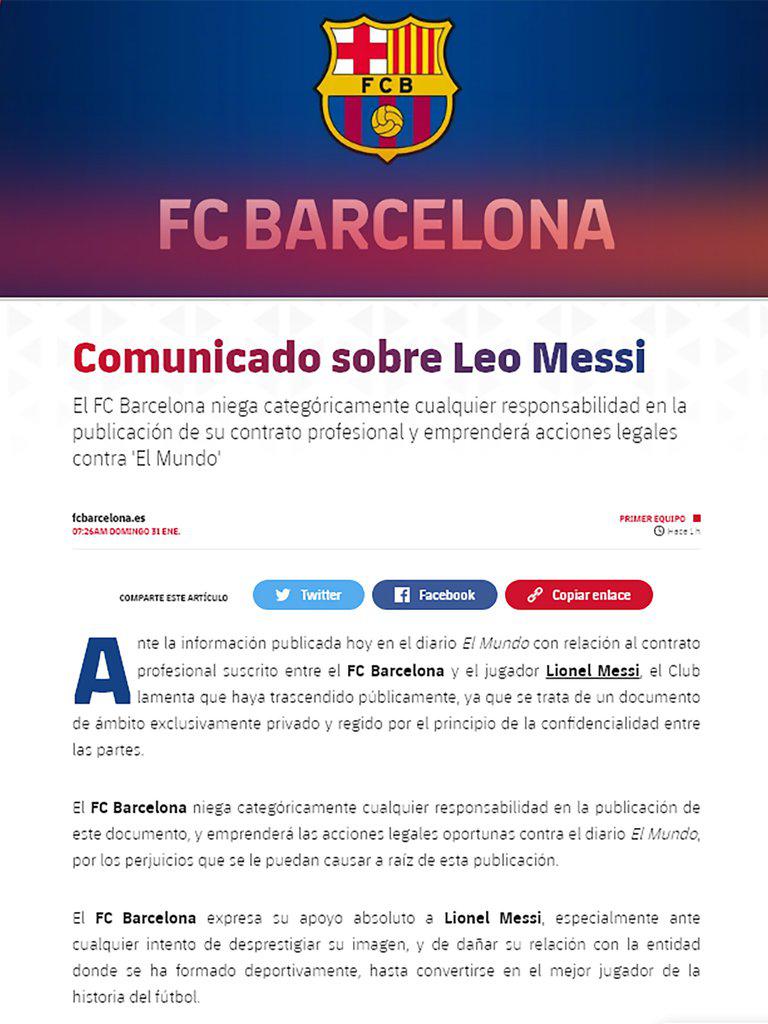 Comunicado Barcelona