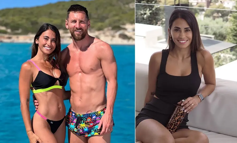 Antonela Roccuzzo se anim a una bikini rosa durante sus