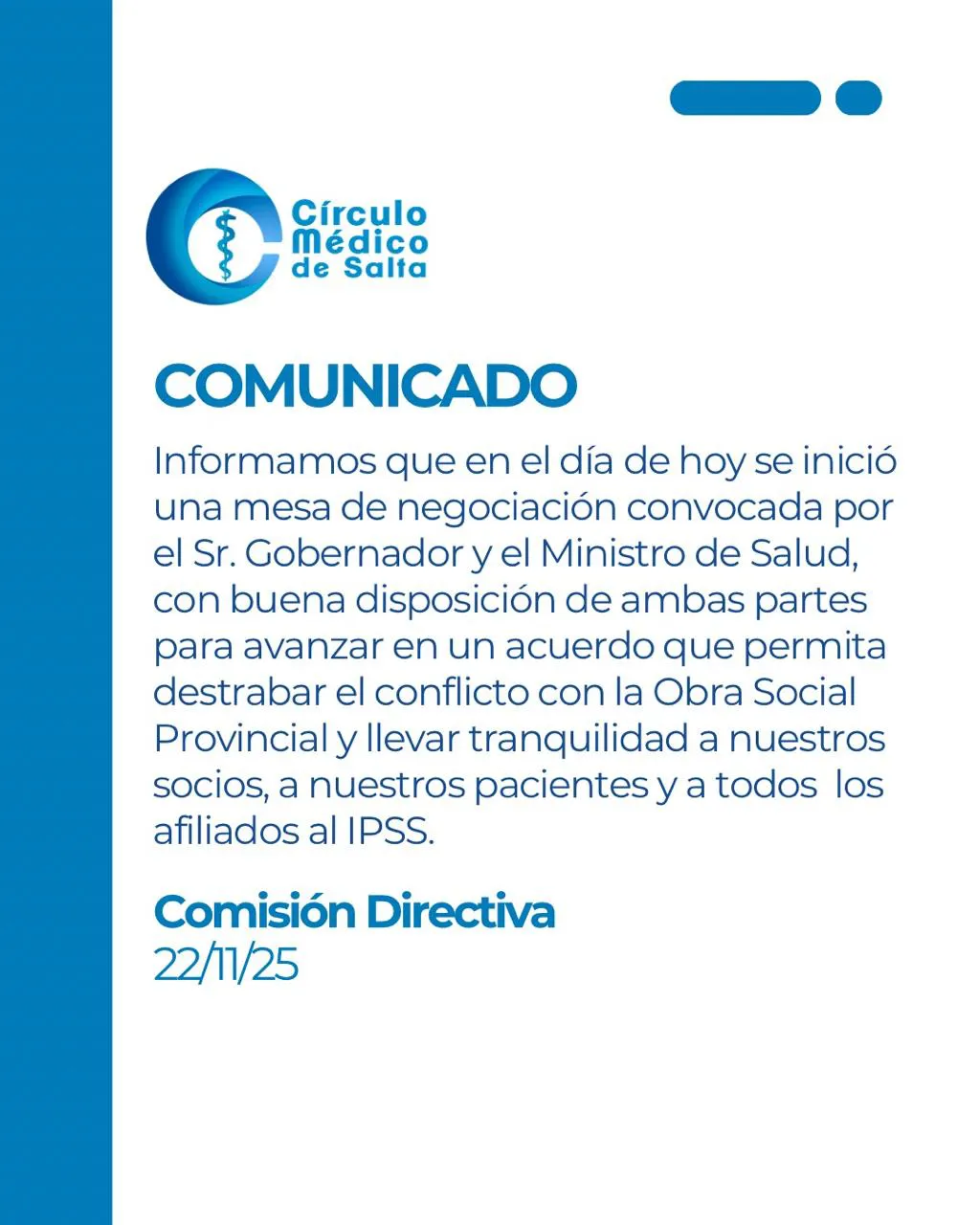 COMUNICADO CÍRCULO MÉDICO