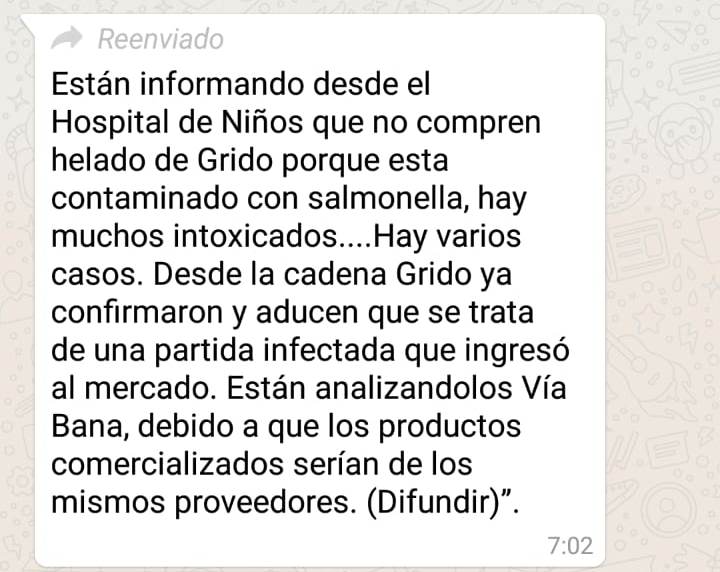mensaje grido salmonella