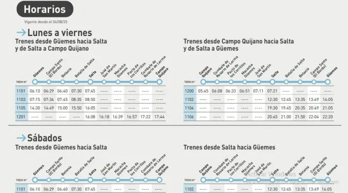 Horarios tren