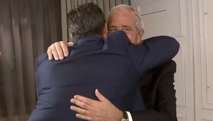 Angelici Donofrio abrazo previo a la super final en madrid