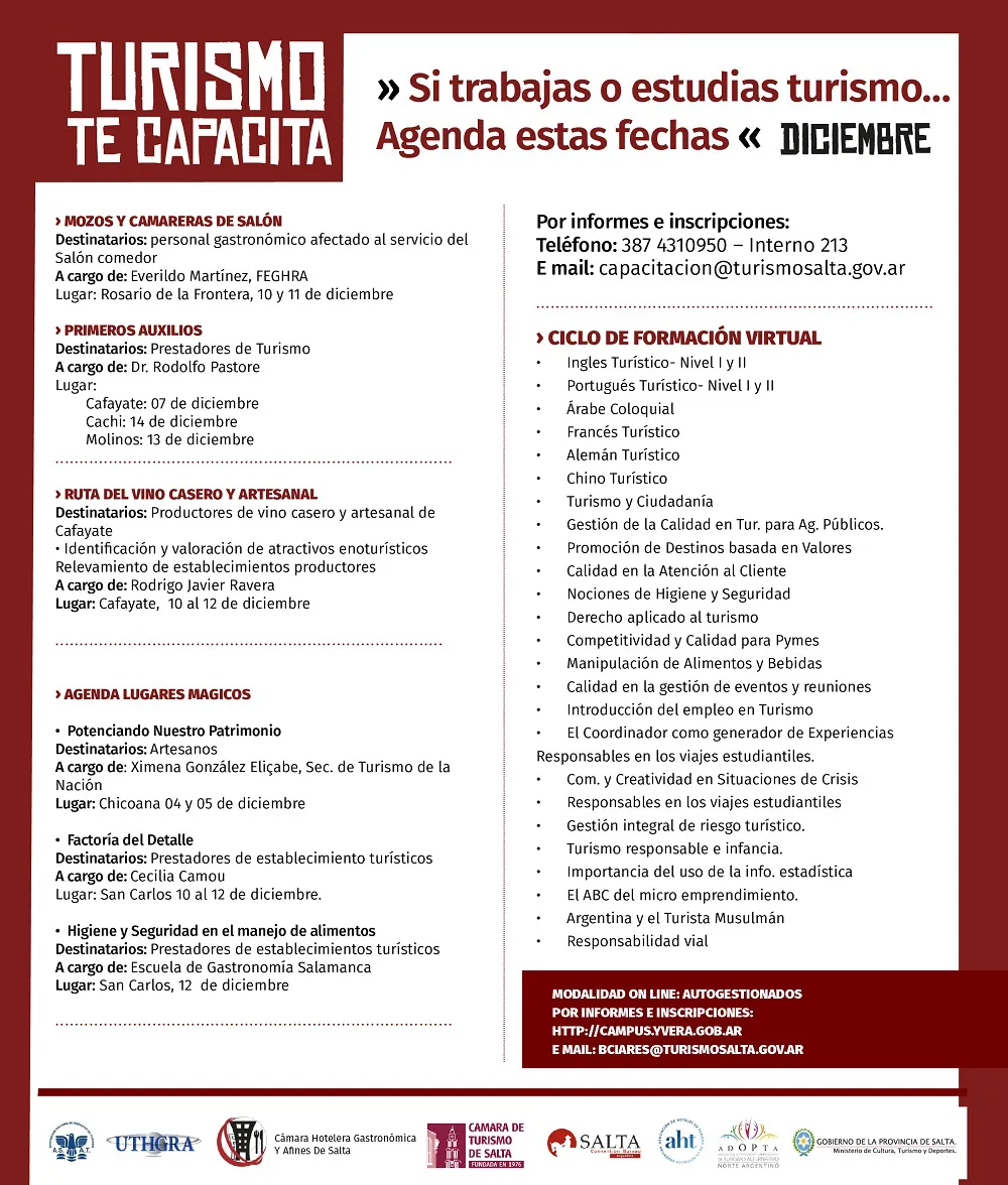 Continúan las capacitaciones gratuitas destinadas al sector turístico