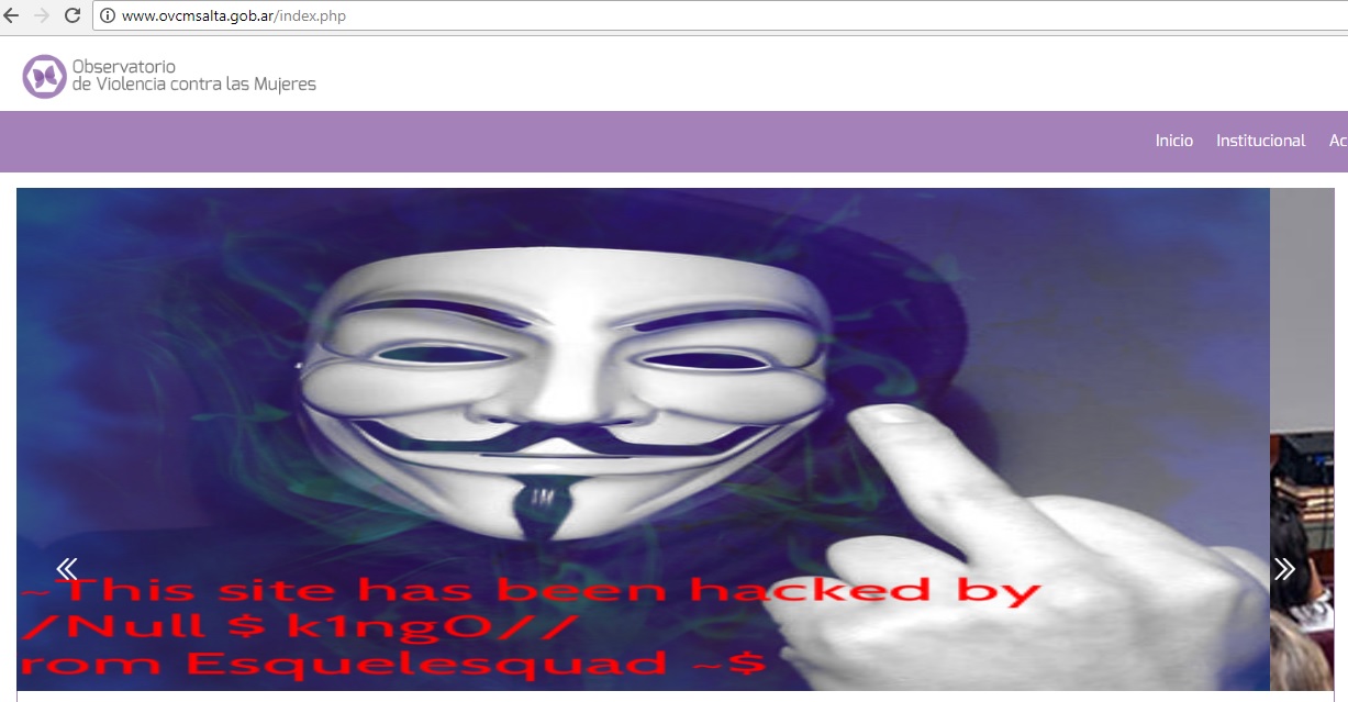 hackeo página observatorio violencia contra mujer