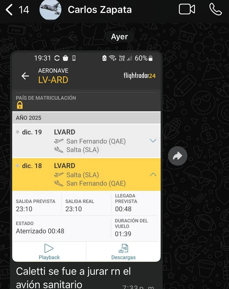 vuelo que denuncio Zapata y suo betzel