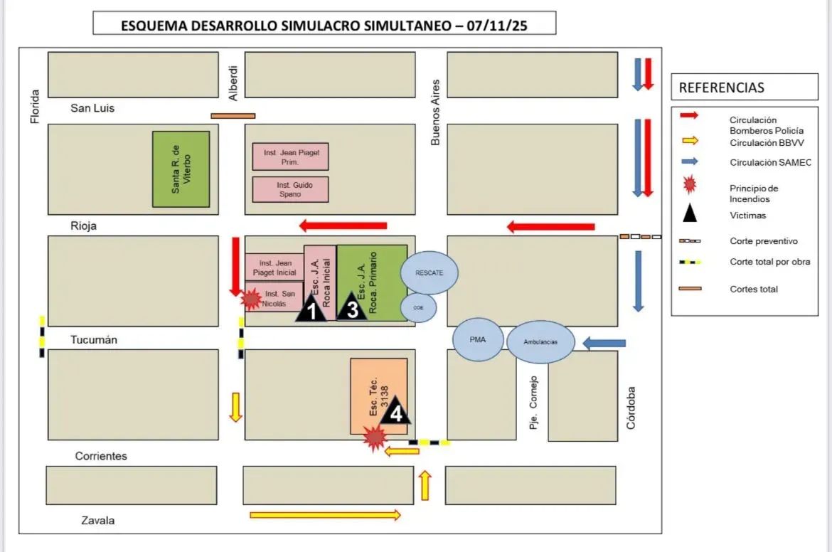 mapa simulacro de sismo centro