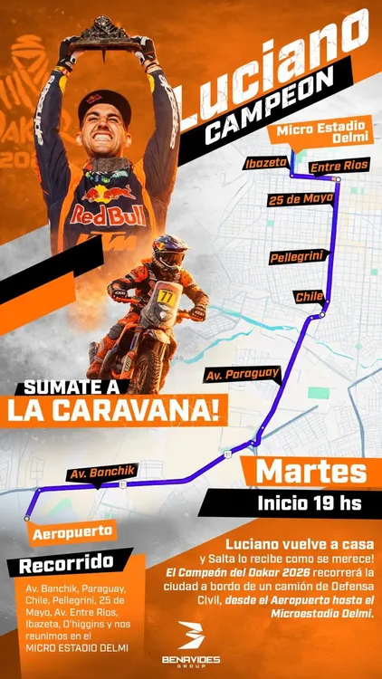 Luciano benvides campeon recorrido