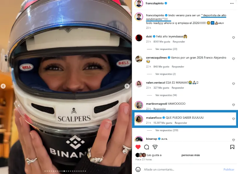 Posteo de Franco Colapinto