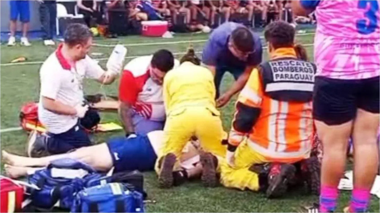 Rugbier desplomado en Paraguay