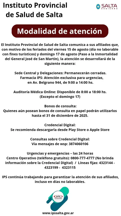 ips atención feriados